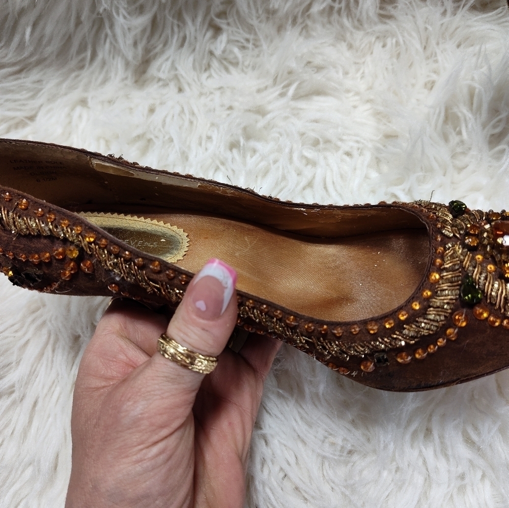 Valerie Stevens Satin Jeweled Beaded Stiletto Heels Size 6.5 - Picture 14 of 15